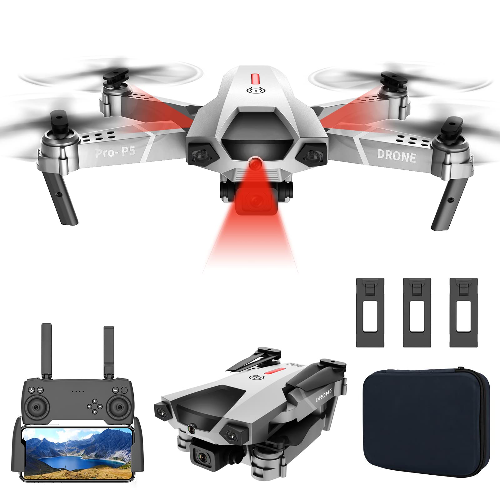 YDoo Foldable RC drones for beginnerss with 4K Hd Camera for Adults, Mini drones for beginners for Beginners, Intelligent Obstacle Avoidance, Gravity Sensor, Optical Flow Positioning Hover (3 bat