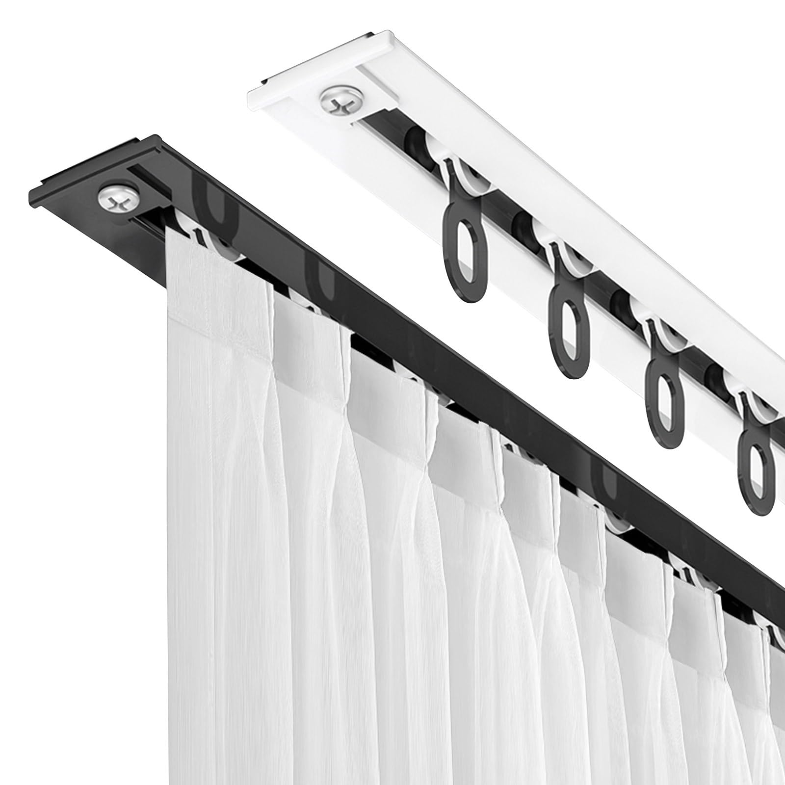 Rail rideau caché aluminium noir 3m30 pour salon moderne