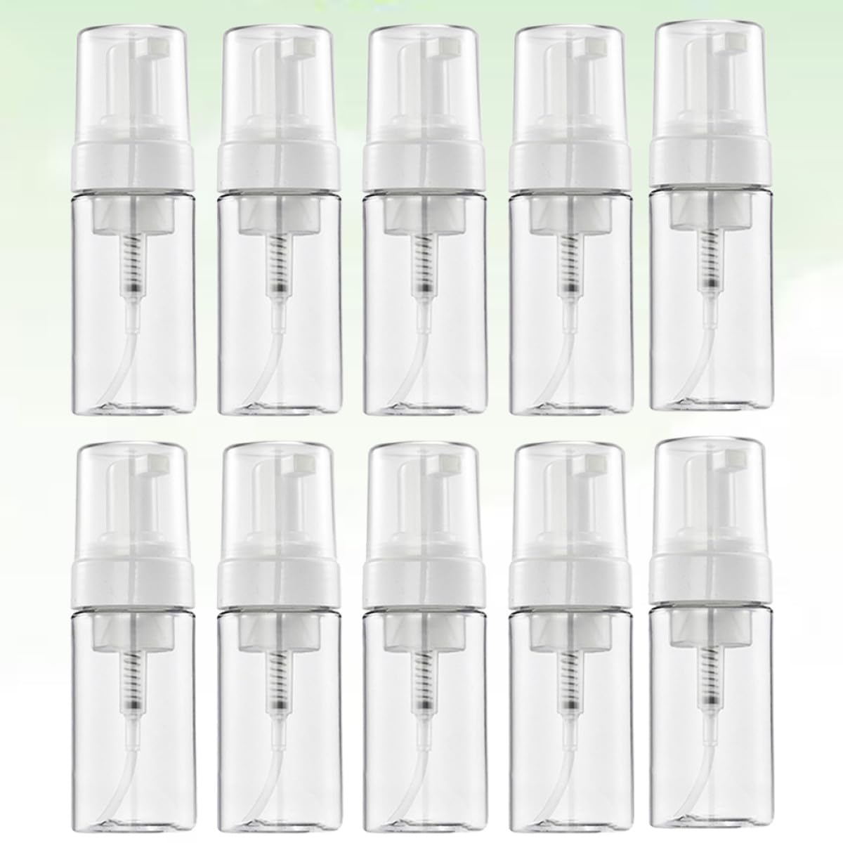TEHAUX Botellas Espumosas Transparentes 100 Ml 10 Piezas para Subenvase de Maquillaje, Botellas Rellenables Portátiles sin Fugas para Viaje y Uso Diario