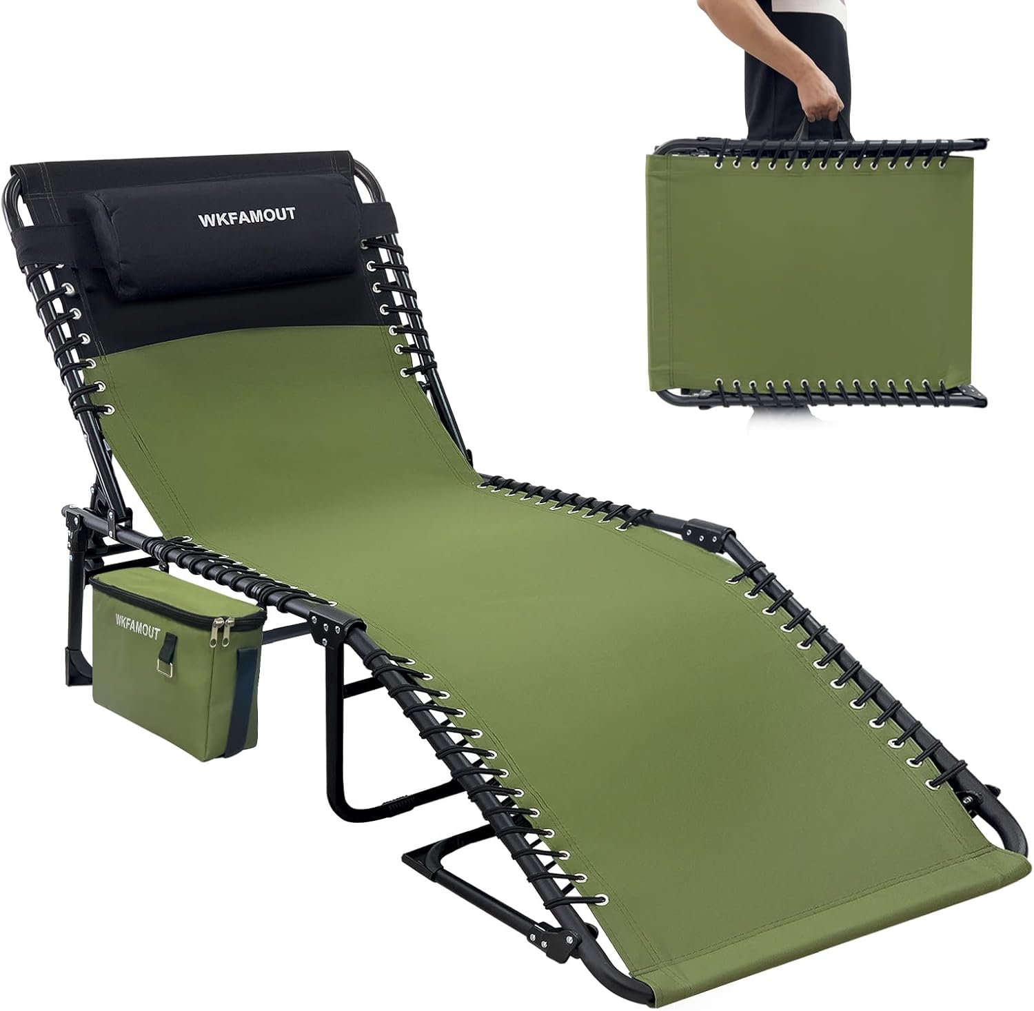 Sun Tanning Chair with Face Hole 5-Position Folding Lounge Chair Outdoor with Portable Beach Table for Poolside Sunbathing Camping Lawn Backyard