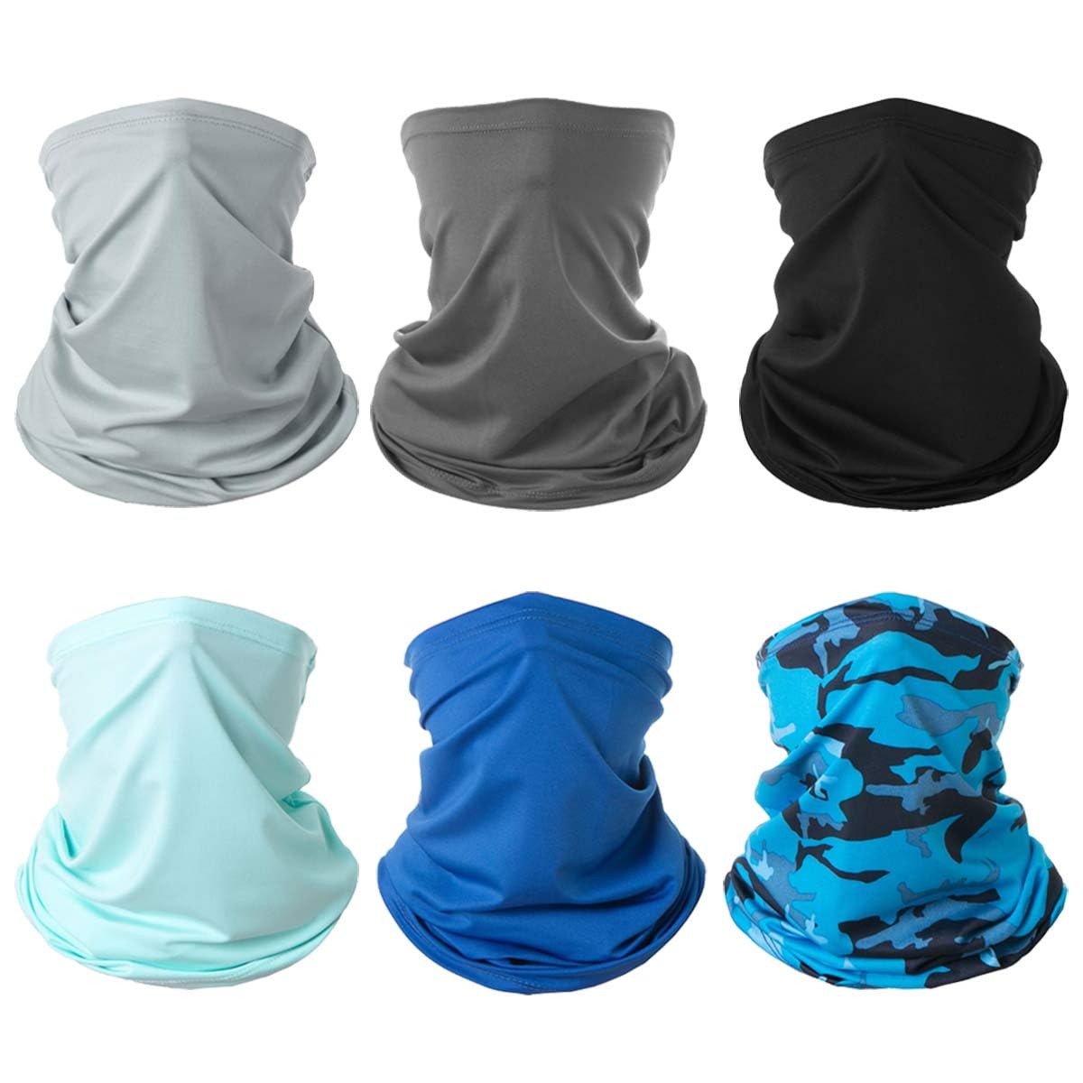 6 Pieces Summer Face Cover Scarf Mens Neck Gaiter For Men Women UV Protection Face Breathable Sun Protection Cycling Running