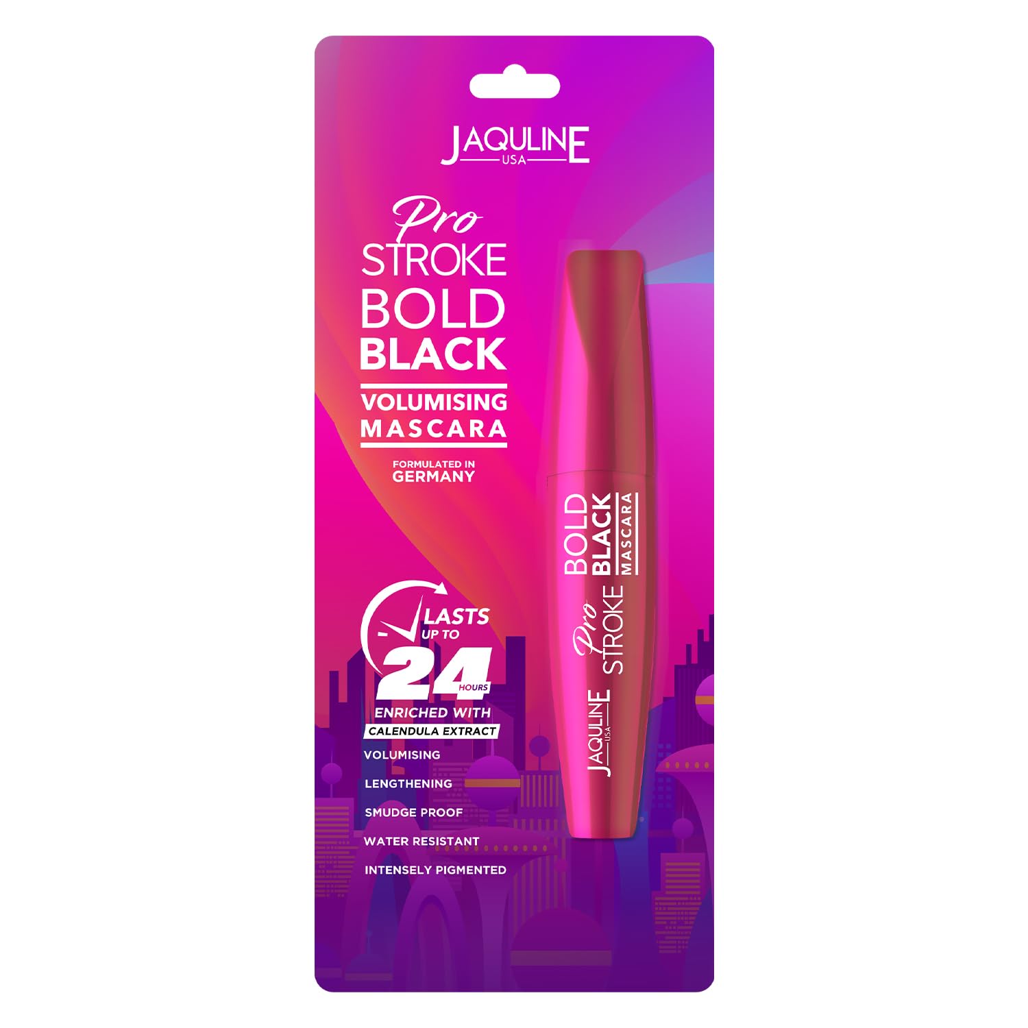 JAQULINE USA Pro Stroke Mascara | 24-Hour Long-Lasting | Bold Black Volumizing | Waterproof and Smudge-Proof | Highly Pigmented Color | 9.5ml