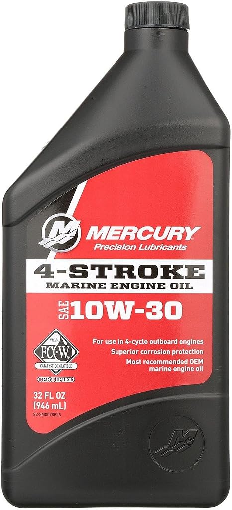 Mercury 10W-30 4-Stroke Mineral Marine Engine Oil, 1 Quart -