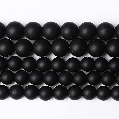 Miniatura 2 de 36 cuentas redondas sueltas de ágata negra natural mate de 0.394 pulgadas para fabricación de joyas, pulseras de cristal y piedra curativa (0.394