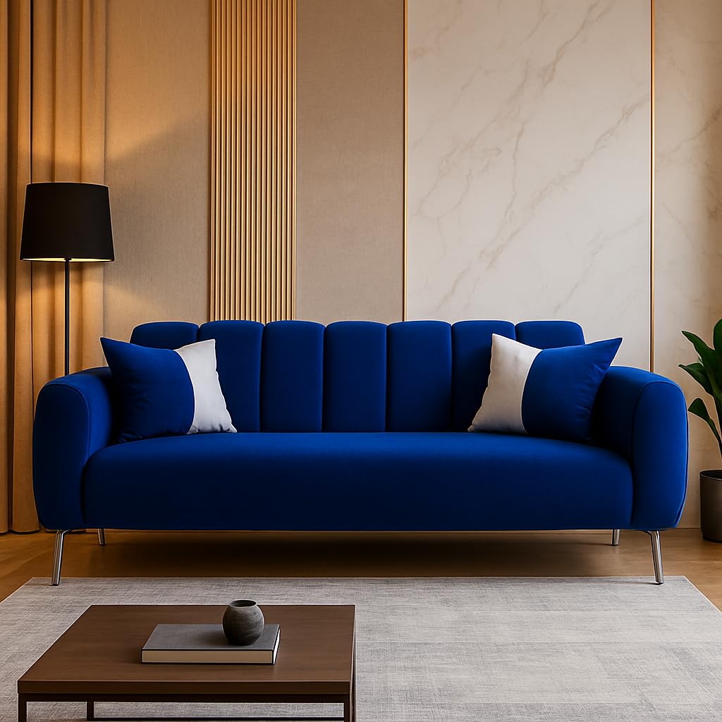 Homiro 2-Seater Sofa Set | Soft Velvet Suede Fabric | Modern Design | Plush Comfort Cushions for Living Room (Dark Blue) Homiro 2-Seater Sofa Set | Soft Velvet Suede Fabric | Modern Design | Plush Comfort Cushions for Living Room (Dark Blue)