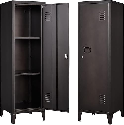 Armario de almacenamiento de metal con puerta de bloqueo, armario con cerradura de 50 pulgadas con patas desmontables, taquillas para dormitorio,