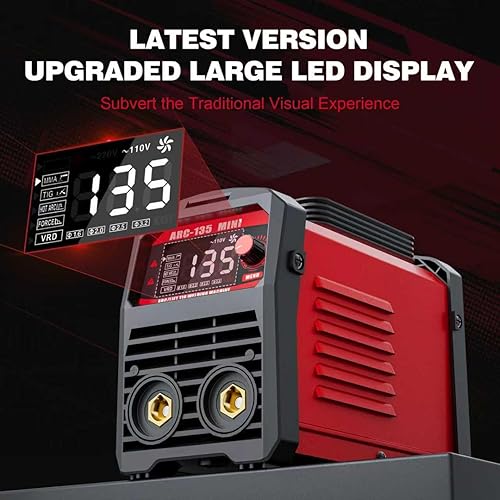 Miniatura 2 de Soldador de palo, máquina de soldadura portátil ARC 135 110V, máquina de soldadura TIG de palo/elevación 2 en 1 con pantalla LED grande, inversor