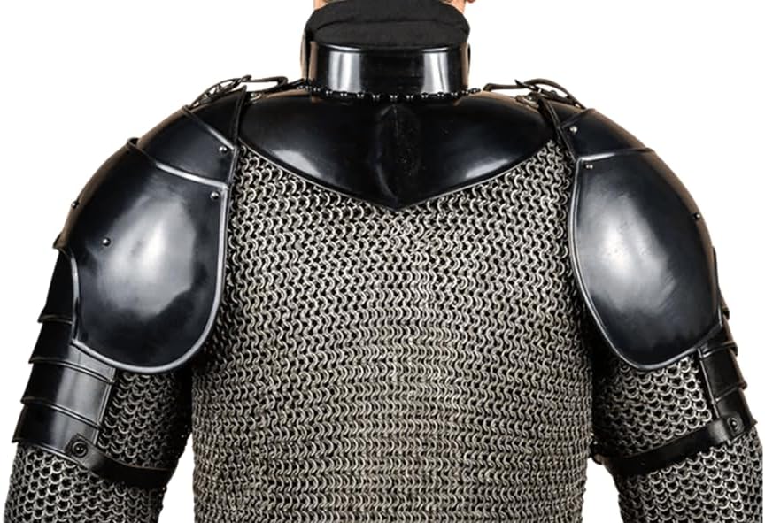 Blackened Knight Steel Pauldrons Warrior Spaulders Medieval Shoulder Armor Fantasy Costume