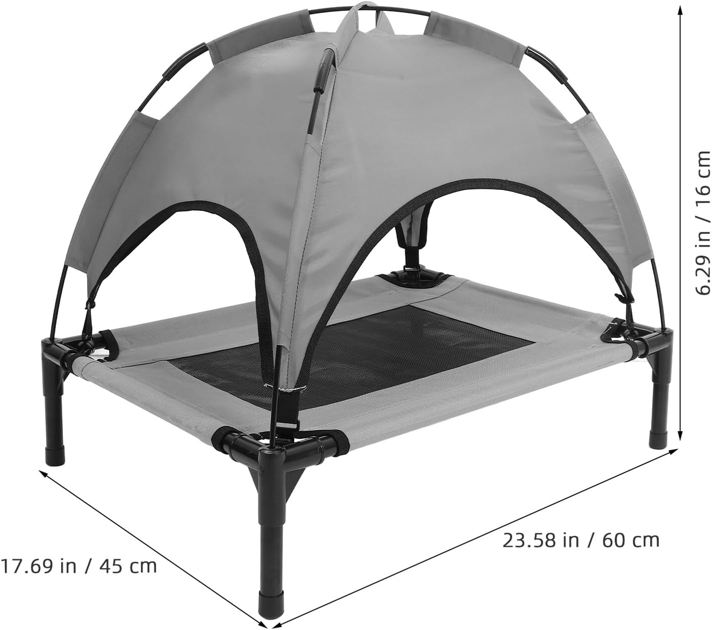 Mikikit Elevated Dog Cot Bed with Removable Canopy Large Size 60x45x16cm Outdoor Pet Tent Mat Moisture Isolation for Dogs and Cats
