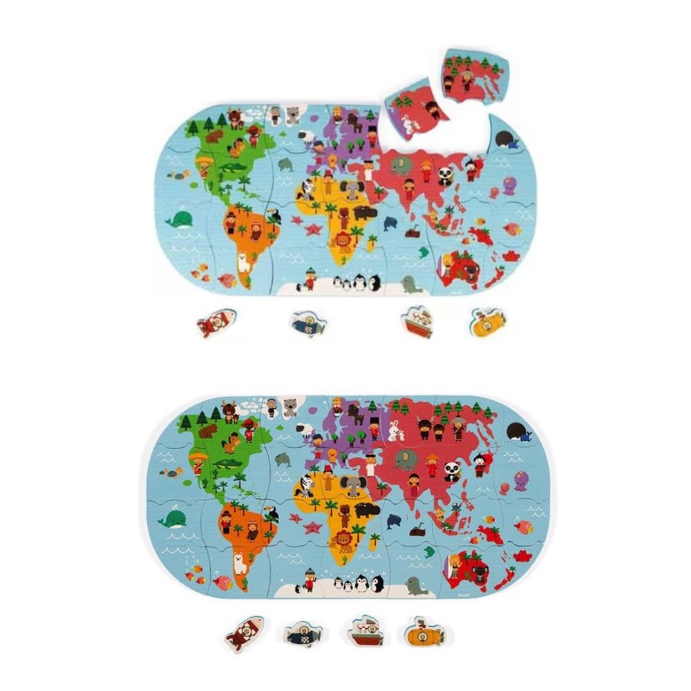 Janod - Bath Explorers Map - Early Years Bath Toy - Handling and Dexterity - Ages 3 and Up, J04719