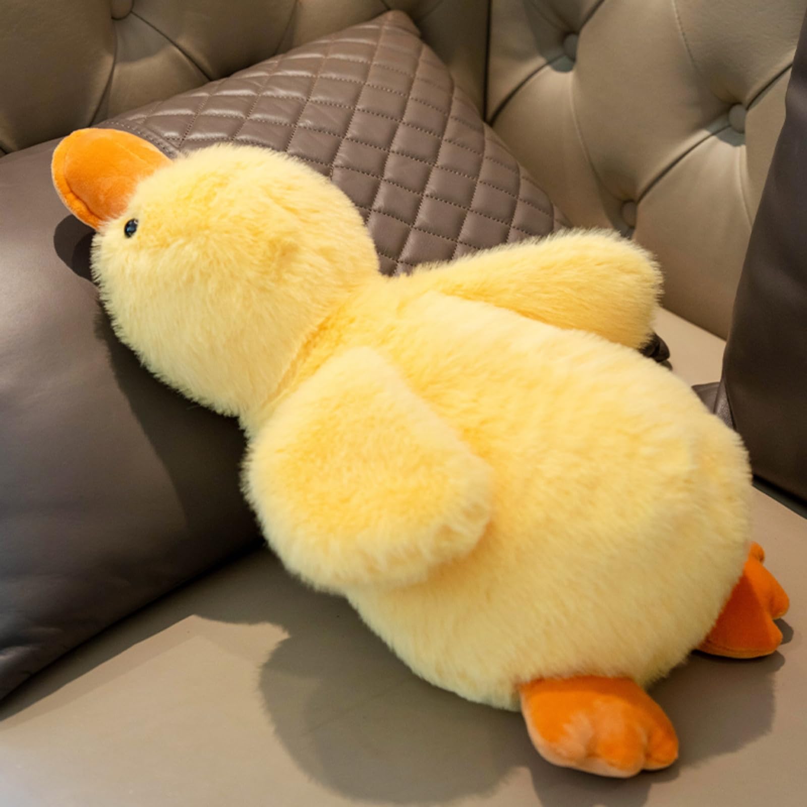 Ente Kuscheltier, PlüSchtier Gans Spielzeug Einfache Dekoration Wurfkissen Stofftier, zum Spielen und Kuscheln, Geschenk für Kinder Mädchen (50 cm,Gelb)