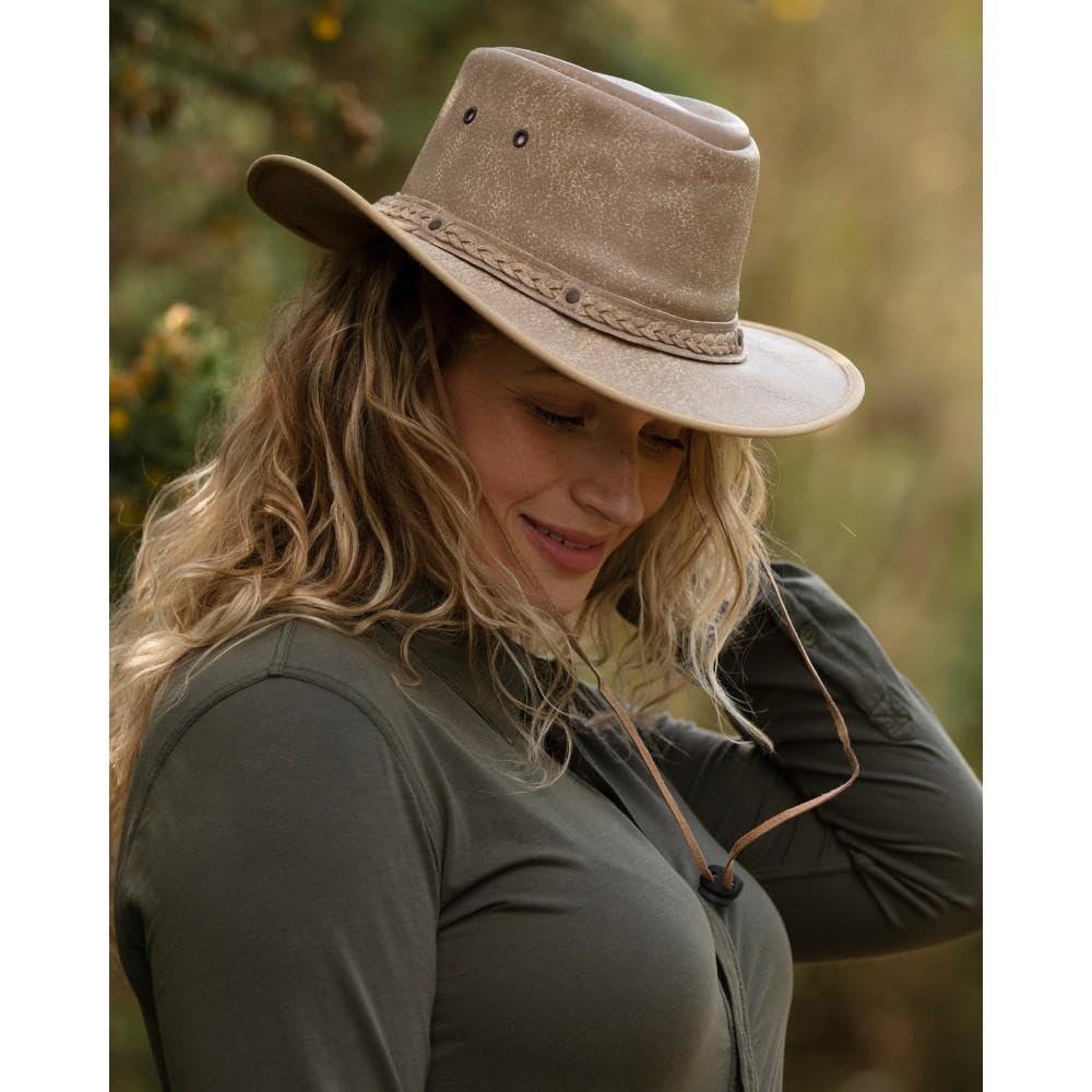 Walker and Hawkes - Chapeau Canyon - Galon tressé - Cuir de Vachette - Outback