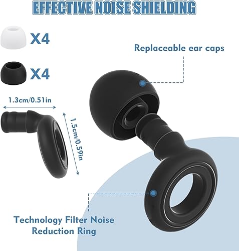 Miniatura 3 de 2 pares de tapones de silicona para los oídos, reutilizables, suaves, ergonómicos, impermeables, color negro