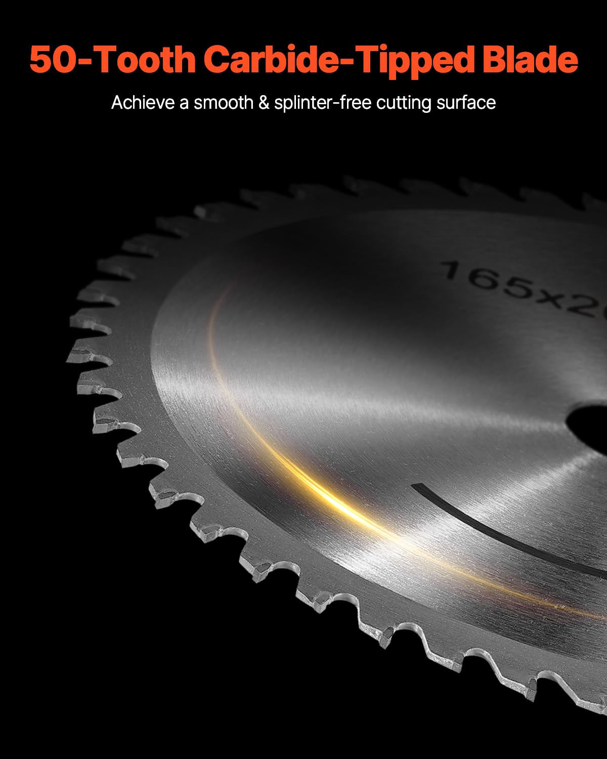 VEVOR Scie Circulaire Plongeante, 165,1 mm, Kit Scie à Rail avec Lame à Pointe en Carbure 50 Dents, Profondeur de Coupe 57 mm à 90° et 42 mm à 45° pour Bois, Plastique, Métal, sans Rail de Guidage