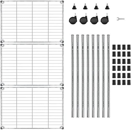 Miniatura 6 de YRLLENSDAN Estantería de 3 niveles, estantería pequeña ajustable para armario, estantes de almacenamiento de cocina con ruedas, organizador de