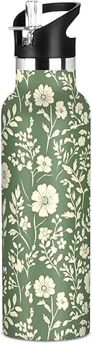 Miniatura 7 de Flowers Daffodil Sunflower Butterflies Bees White Leak Proof & BPA Free Sports Insulated Water Bottle With Straws Leak-proof Hot & Cold Double