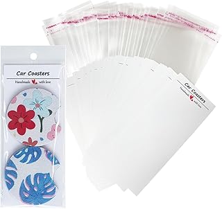 100Pcs Car Coaster Packaging for Selling, 6.8x2.85in Sublimation Car Coasters Cards with 100Pcs Bags, Sublimation Car Coasters Cards, Heat Press Machines & Accessories, Coasters Display Cards
