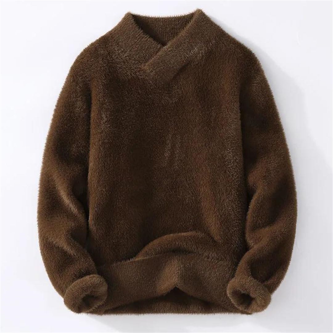 Maglione caldo da uomo Maglioni da uomo in stile giovanile pullover di lana beige L, Beige, L