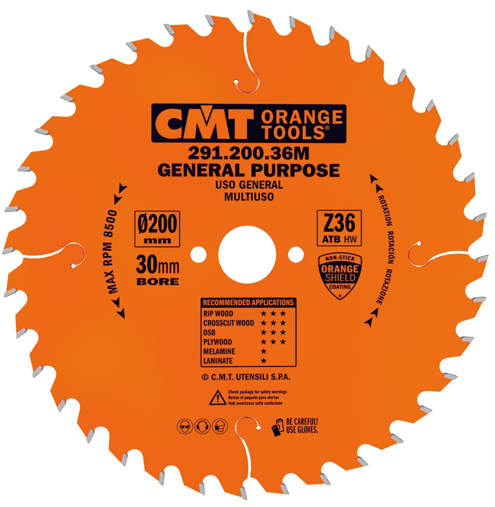 Cmt Orange Tools Orange M/Cmt 291.200.36 Crosscut Universal Blade Z-36 D-200 B-30 K-2,8 P-1,8