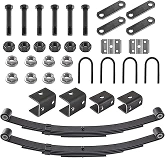 RV MURTS 4 Leaf Trailer Axle Springs Tandem Suspension Kit for 3500lb Camper Axle Wheel with U-Bolt, Hanger and Shackle Kit, Boat Trailer Spindle Parts & Accessories, Durable(2 Set)
