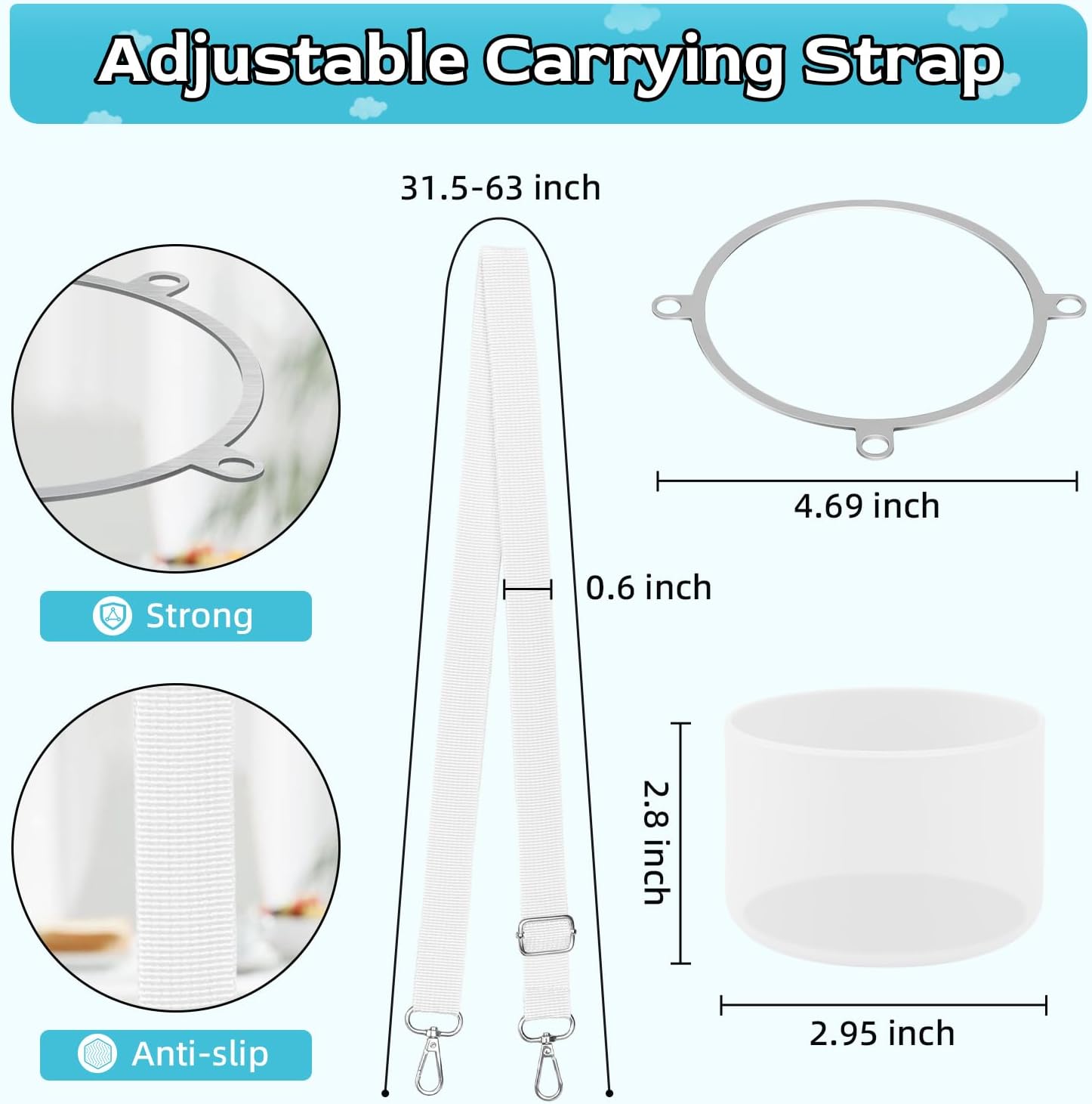 Accessories Set Compatible with Owala 30oz & 40oz FreeSip Sway Bottles & Tumblers, Carrier with Strap & Silicone Boot, Adjustable Shoulder Crossbody Handle Strap - Image 4