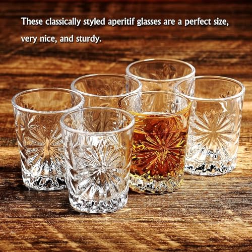 Image of bellemax Classy Shot Glass for Espressos, Spirits & Liquors,Whiskey, Vodka Shot, Tequila Shot, Wine Tasting, Cocktail Pour, Bar Accessory & Home Decor Parties Glasses Set of 6 (BR-07)