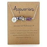 Genérico Collar de Horóscopo para Mujer, Collar de Cristal Irregular con El Mes de Nacimiento, Amuleto de La Buena Suerte, Regalo de Constelación para Niñas, Cumpleaños, Navidad, Acuario.