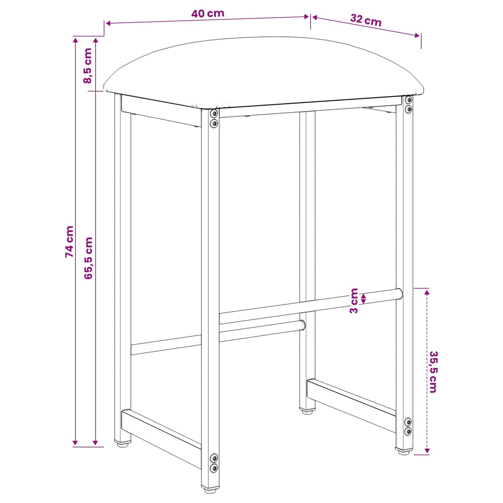 vidaXL Sgabello da bar 2 pcs Verde Scuro 40 x 32 x 74 cm, Puff rettangolare per soggiorno, design moderno, seduta regolabile, poggiapiedi comodo, struttura elegante