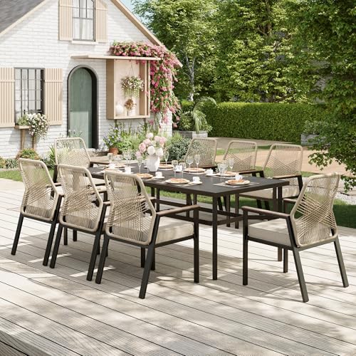 MIXPATIO 9 Pieces Outdoor Dining Set with Umbrella Hole