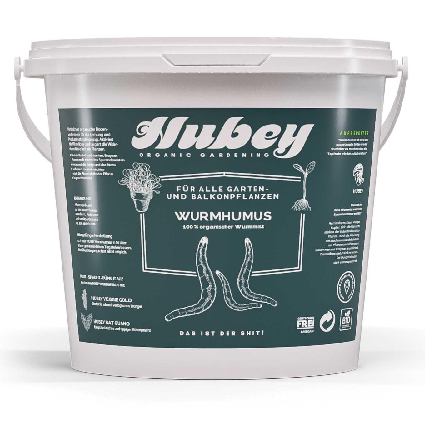 HUBEY GBS Starter Kit – Organischer Bio Dünger Set für 100L Erde – Grow & Bloom Düngerset mit Wurmhumus, Guano, Vinasse, Mykorrhiza & Bentonit – für Gemüse, Kräuter & Pflanzen