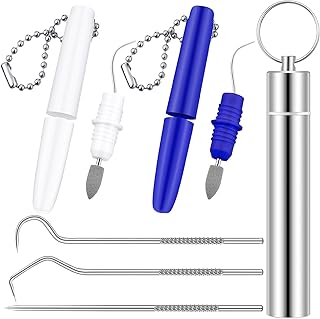 Honeydak 5 Pieces Dental Tools Travel Dental Pick Metal Tooth Scraper Pr...