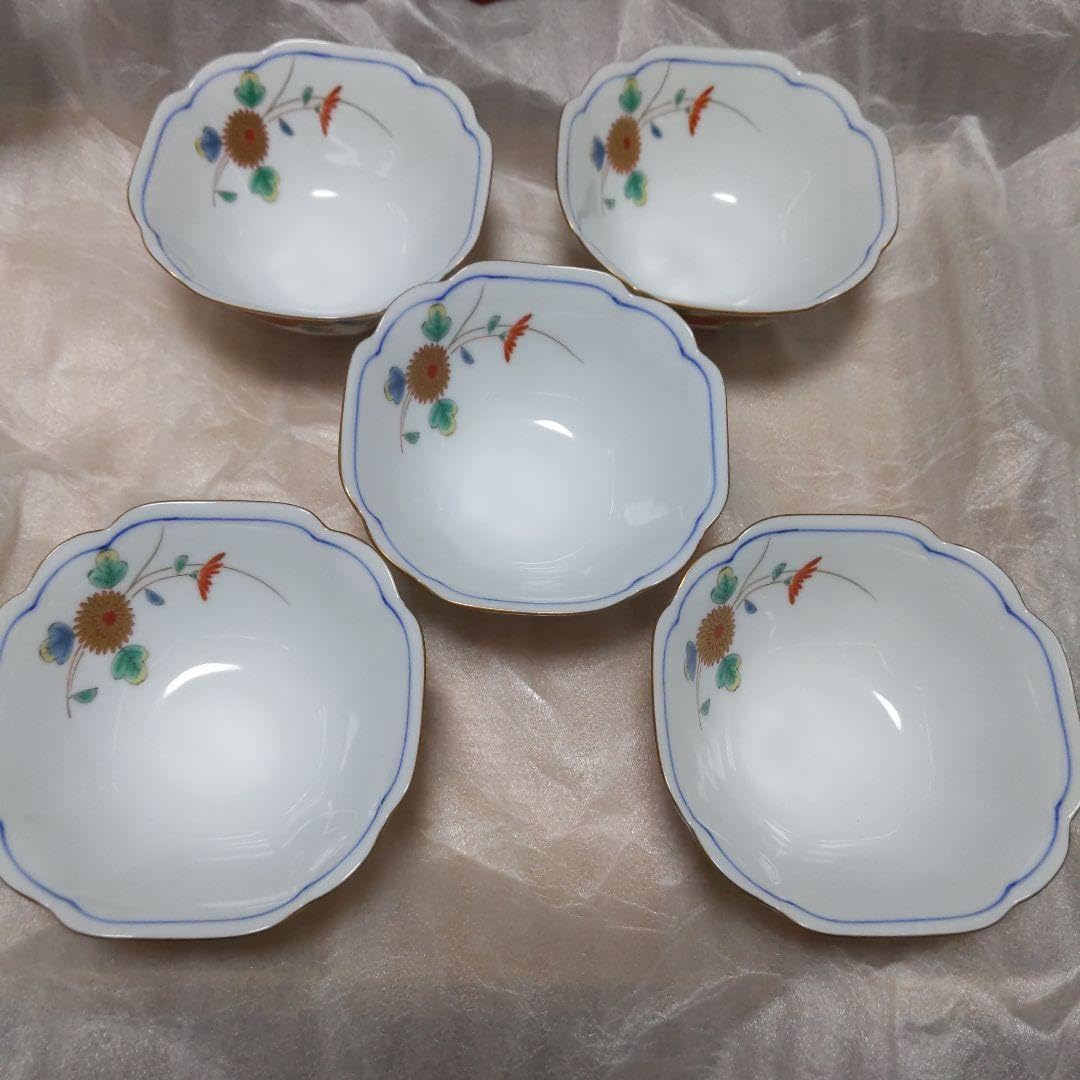 深川製磁 小鉢 「菊小鳥」有田焼 深川製磁 皿 菊小鳥 有田焼 5枚
