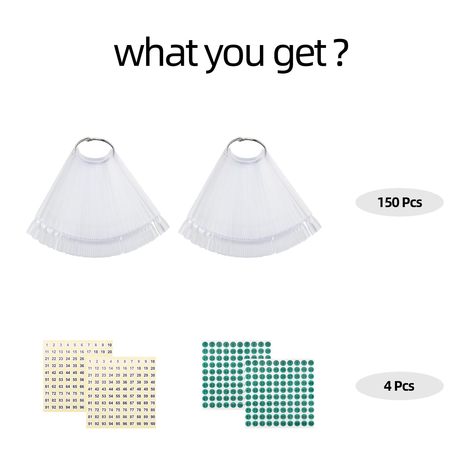 150 Pcs Nail Swatch Sticks with Ring, Square Nail Polish Color Sample Sticks Display for Board Home