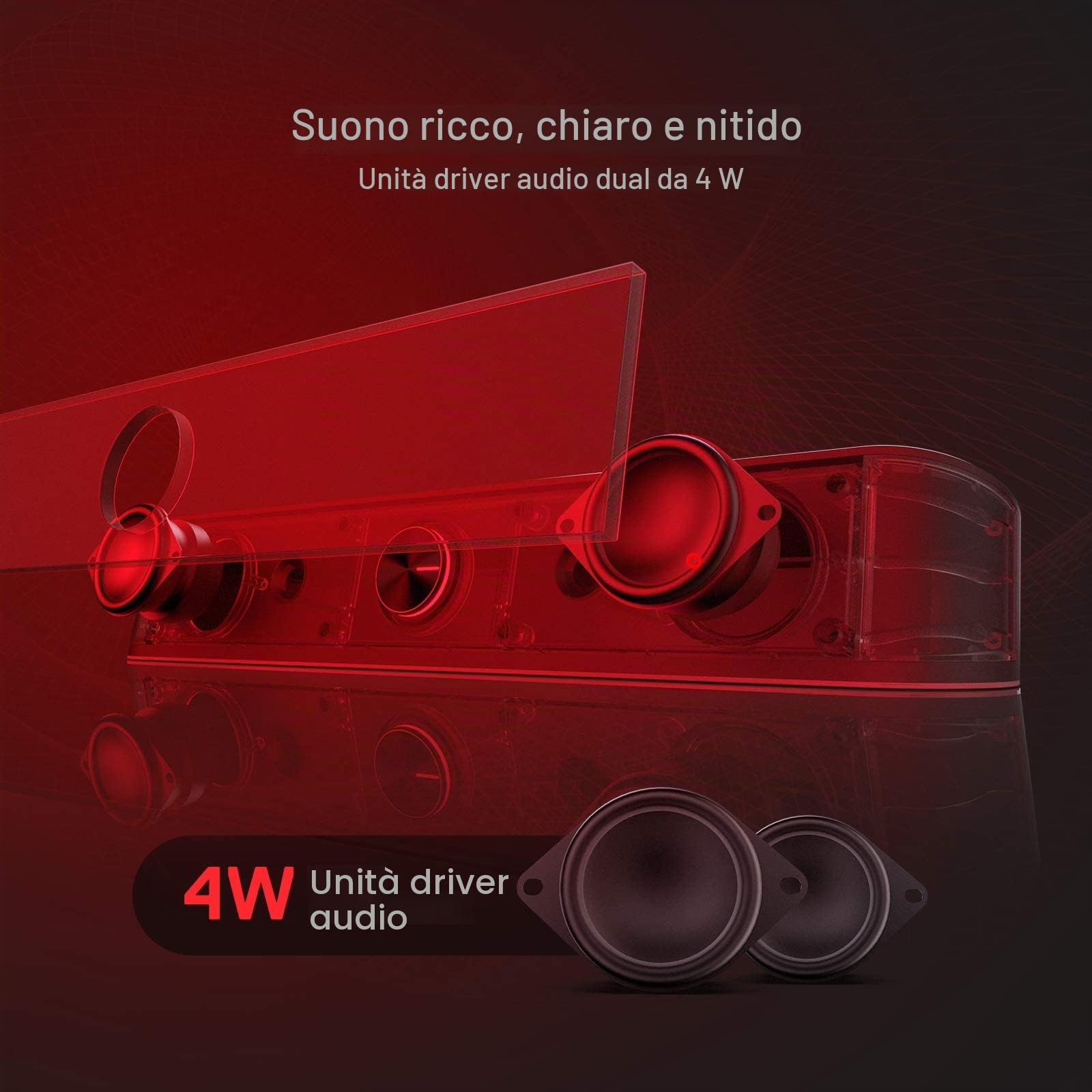 Redragon GS560 Adiemus RGB Desktop Soundbar, Altoparlante per computer a 2.0 canali con barra di illuminazione dinamica, sincronizzazione audio/luce, retroilluminato con controllo touch con manopola