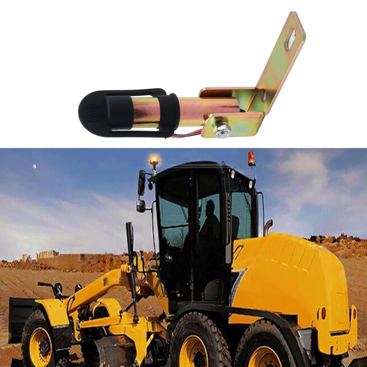 Ubric Soporte de Montaje de baliza, Soporte Flexible de Metal DIN con Alambre y Tapa Protectora para Intermitente Giratorio luz de Advertencia para Tractor de Carretilla elevadora, 126 x 30 mm
