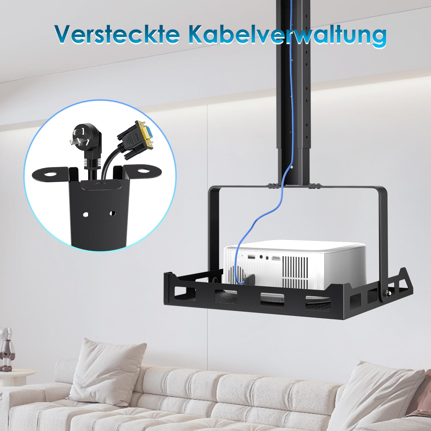 Salange Supporto per proiettore da soffitto, regolabile in altezza, universale, per proiettori nascosti, portata fino a 10 kg, per home theater e ufficio, nero