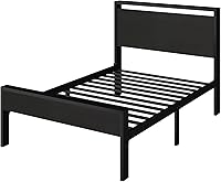 Vista 8 de SHA CERLIN Base de cama de plataforma metálica de tamaño individual de 14 pulgadas con cabecera y estribo de madera, base de colchón, no necesita