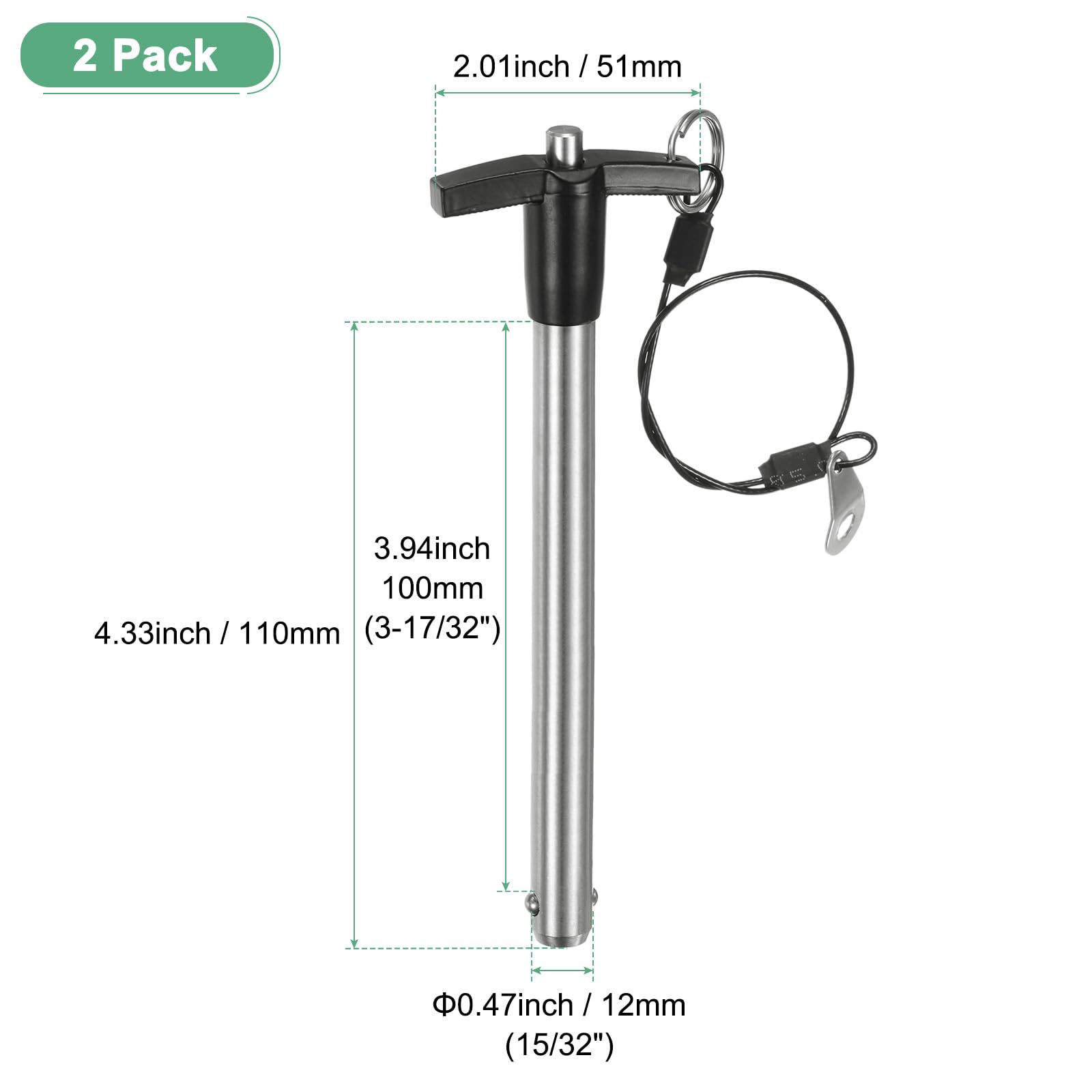 M METERXITY 2-Pack T Handle Lock Pins - Image 3