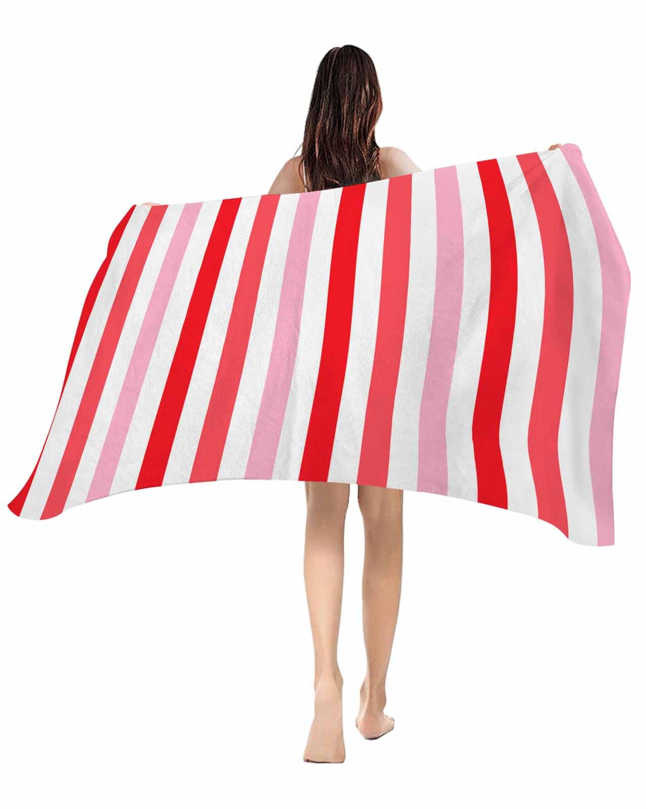 Amazon.com: Joyinmory Beach Towel Pink Red Stripes Bath Pool