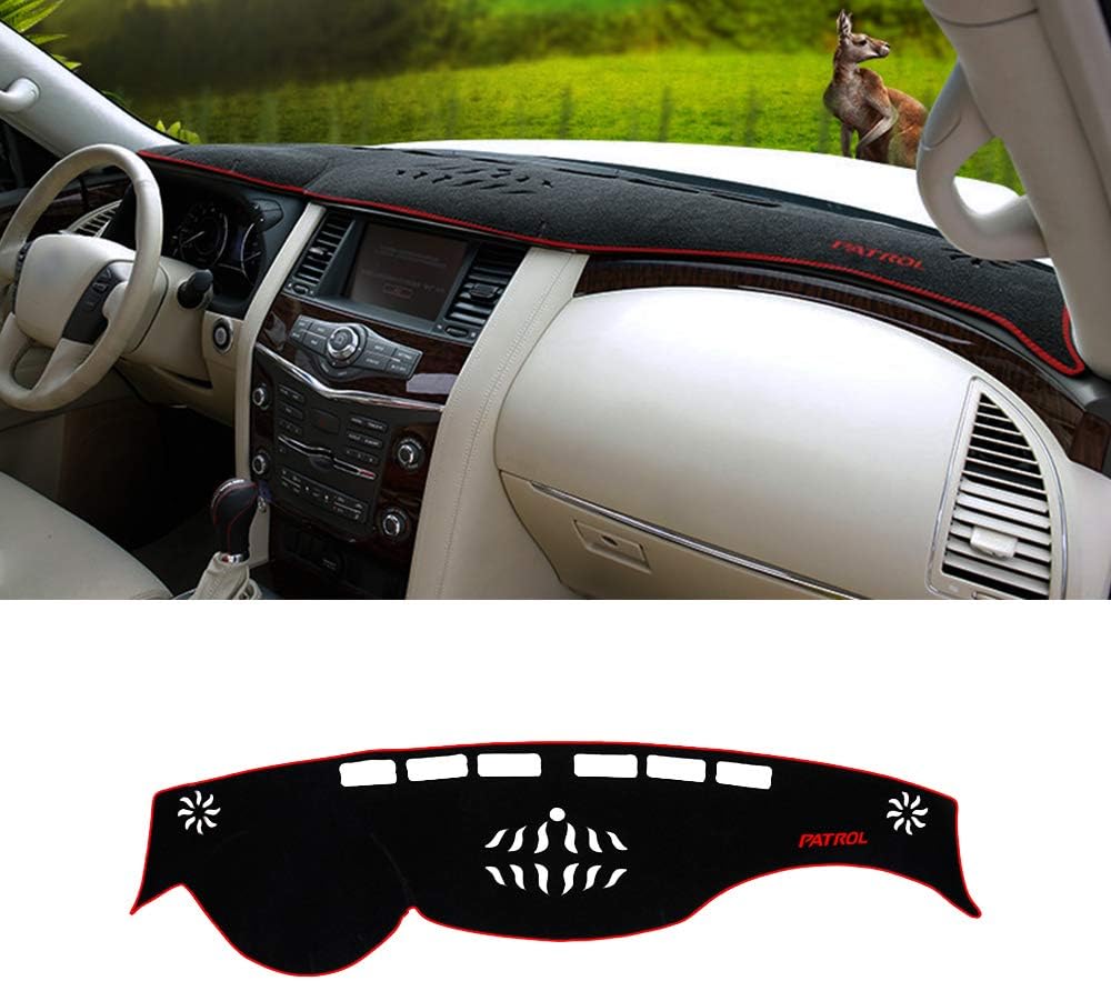 YaLumei Car Dashboard Center Console Cover Protector Dash Mat Sun Cover Pad Compatible for Nissan Patrol Y62 2014 2015 2016 2017 2018 (RED Side)