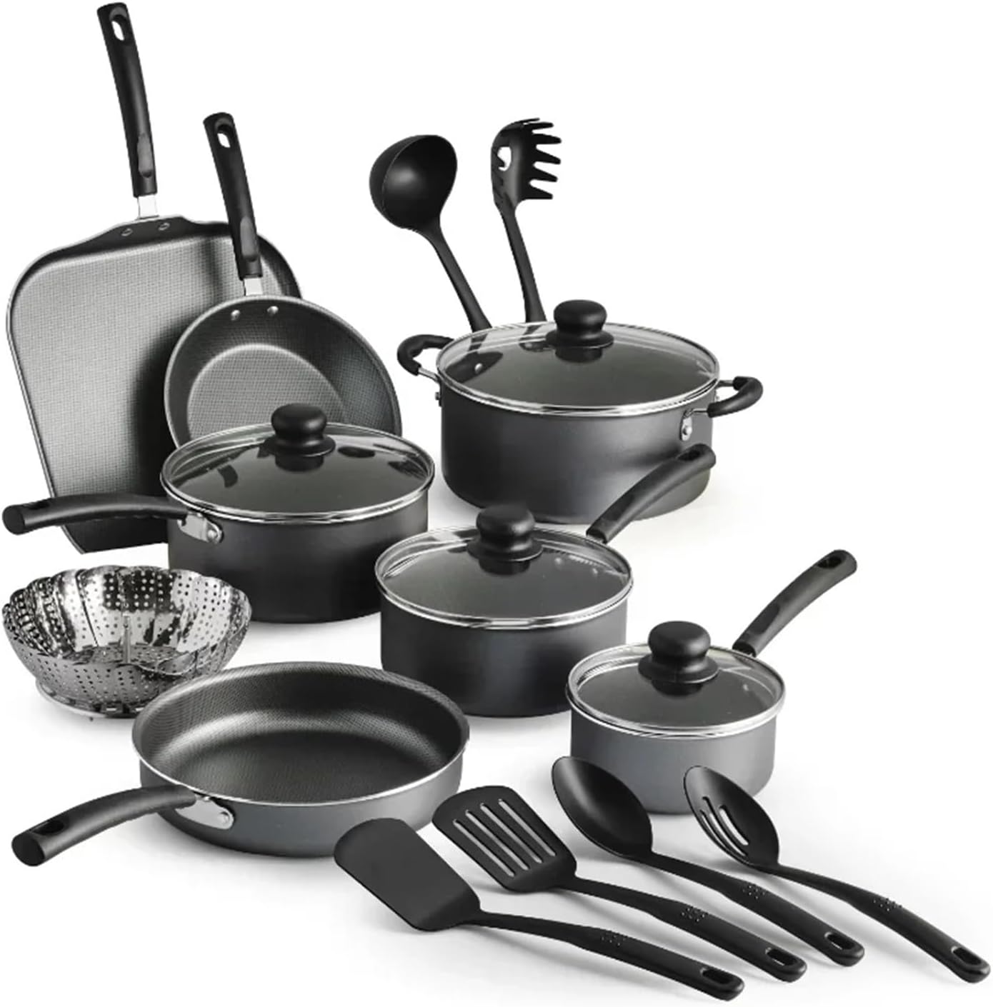 18 Piece Non-stick Cookware Set, Steel Non Stick Cooking Pot Kitchen