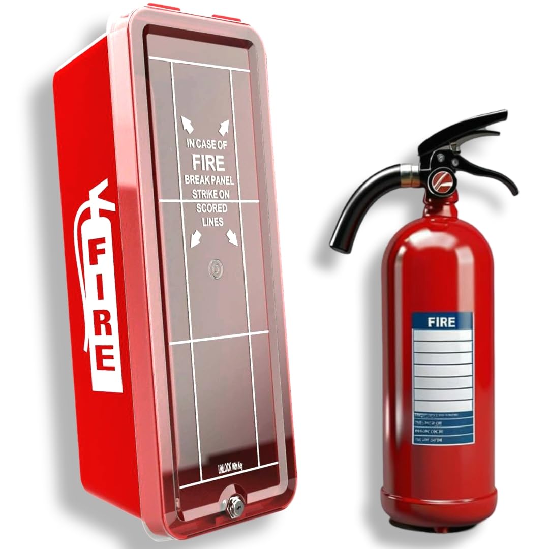 ISOP PVC Fire Extinguisher Cabinet Small for up to 5 lb - Fire Extinguisher Box - Outdoor or Indoor Emergency Extinguishers Storage Wall Mounted - Home Extinguishers Mounting Made of Plastic - PVC