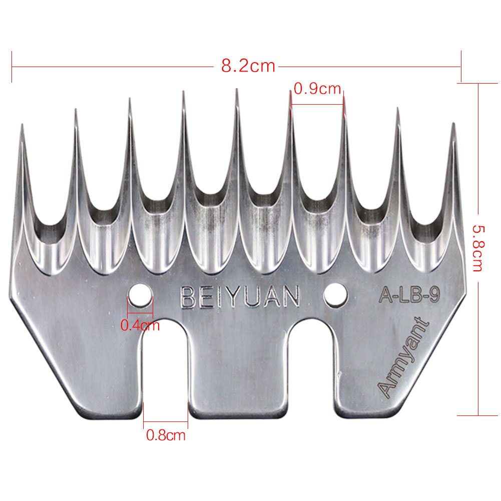 13 Dientes Rectos o Cimitarra Cuchilla Esquiladora Ovejas Peine Cortapelo Eléctrico Lana Acero Inoxidable Cuchilla Tijera Esquiladora Cabras (9 Dientes, Recta)