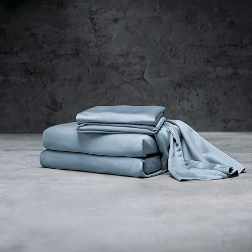 LUXOME Juego de sábanas de lujo, 100% viscosa de bambú, tamaño King, color carbón, bolsillos profundos, juego de 4 piezas (plegado, plano, 2 fundas