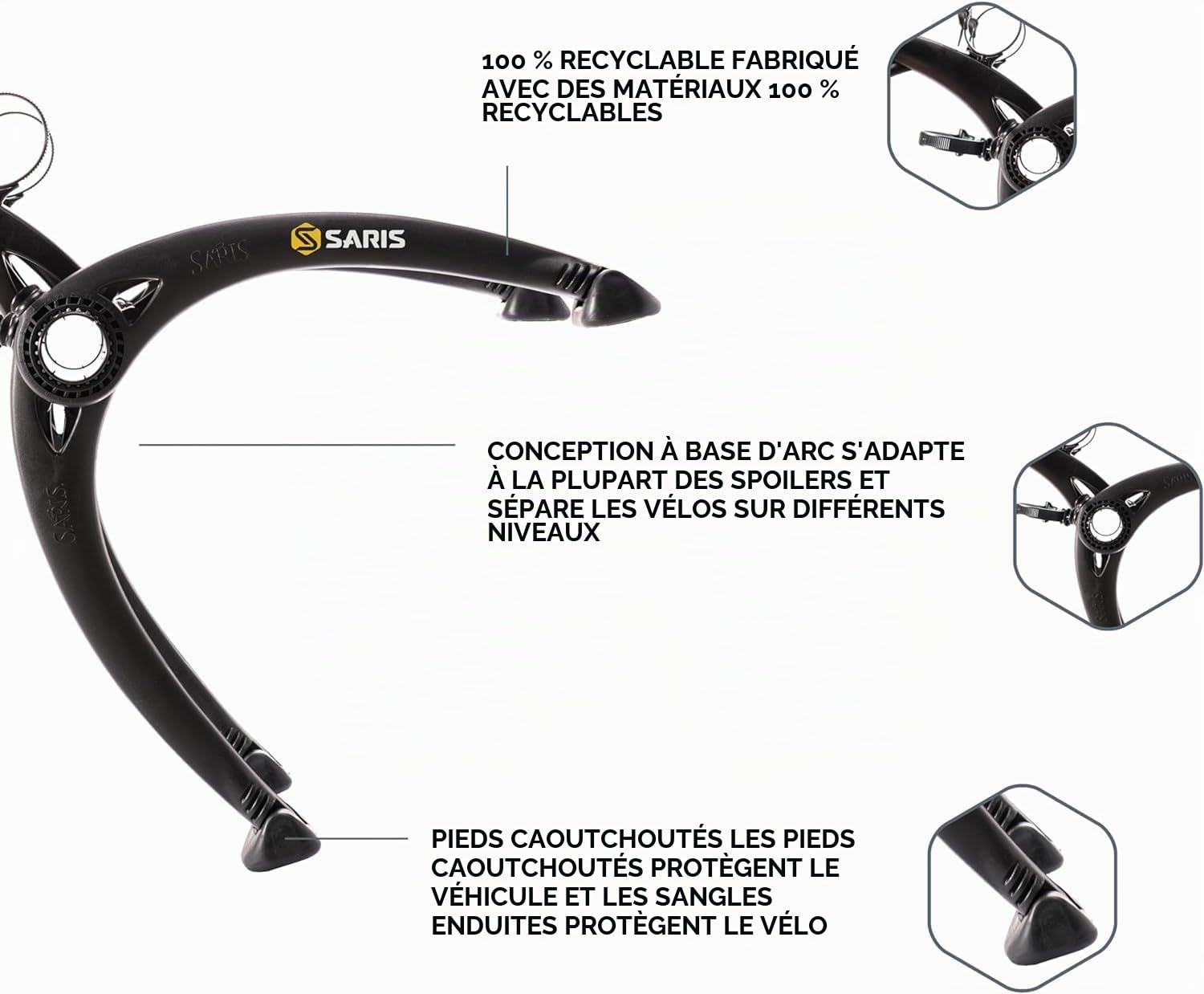 Saris Bones Porte-vélos de voiture, coffre ou attelage de remorque pour 2-4 vélos
