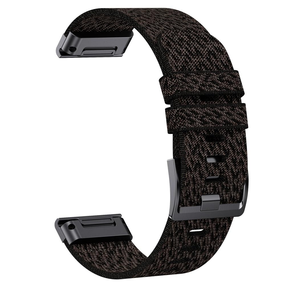 HUTBUVEAW 22 26MM Jacquard Nylon Watchband Strap For Garmin Fenix 7/7Pro/7X/6X/6 Pro/5X/5 Plus/6/Epix/Instinct Replaceable Bracelet(Jacquard black,22mm)