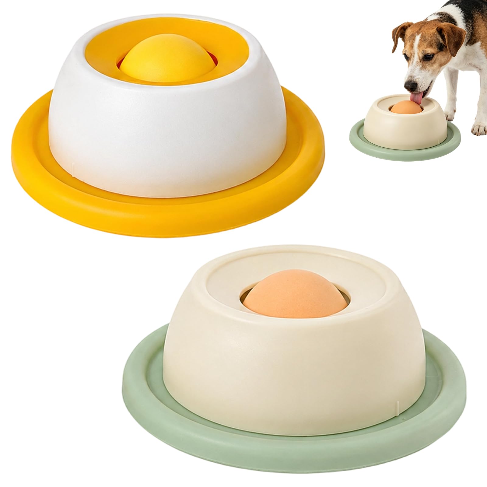 2PCS Dog Licking Bowl with Ball and Dog Lick Ball, Dog Lick Bowl with Dog Roller Ball Lick Bowl and Lickibowl for Treats, Paste, Non-Slip Feeding Accessory