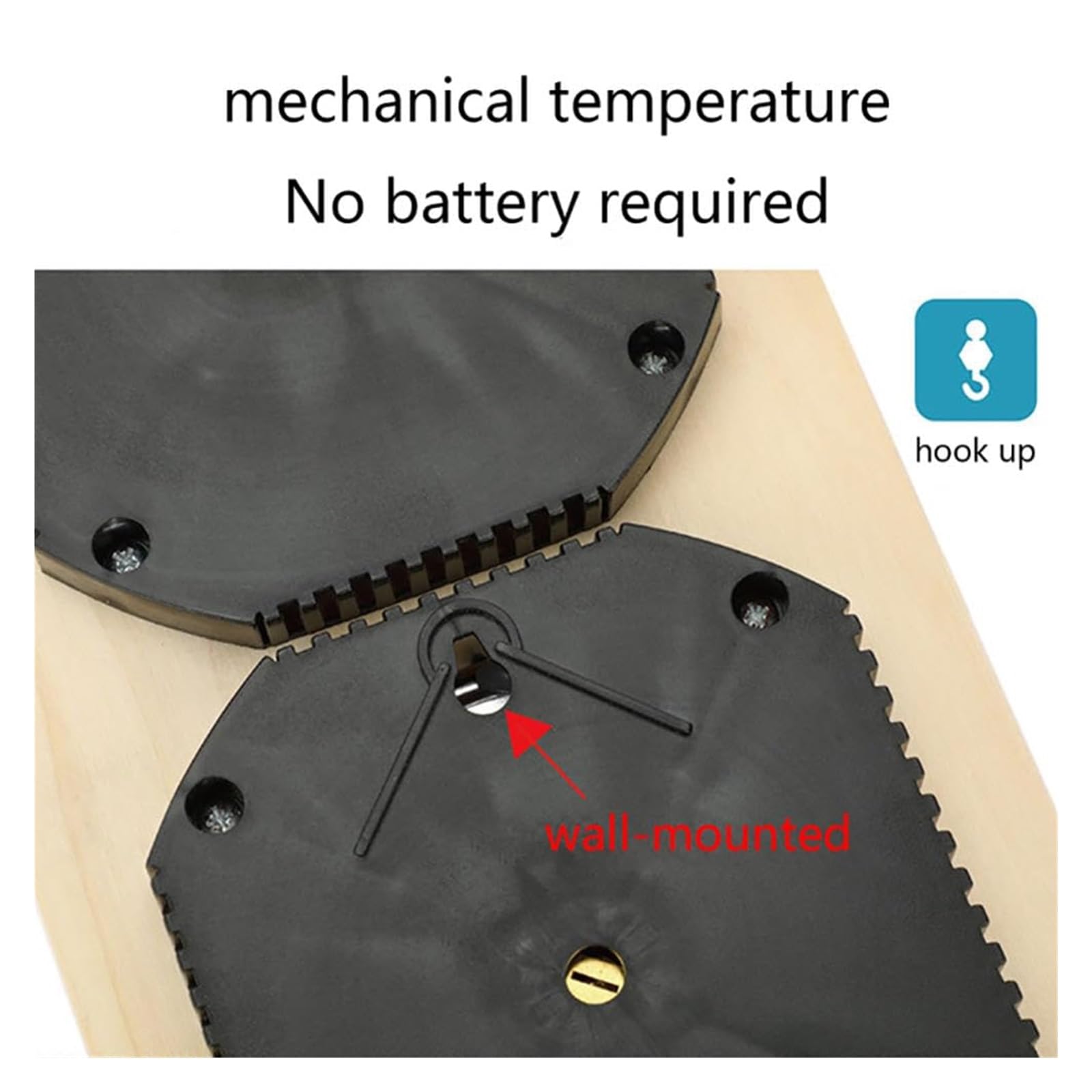 Stazione Meteo analogica, Barometro, Igrometro da parete in metallo e legno, igrometro for sauna, non richiede batterie