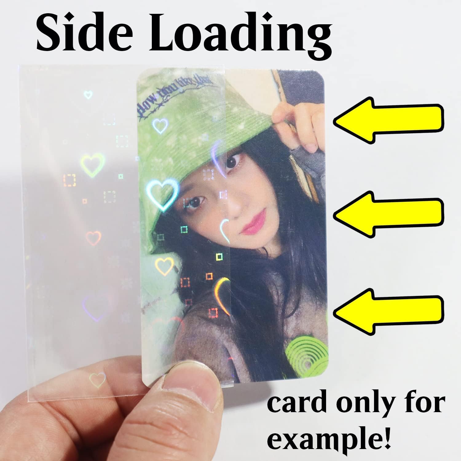 Black Lotus 100pcs/Lot Love Heart-Shape Laser Flashing Card Sleeves Trading Cards Film Magic Kpop Card Protector Holographic Foil Protective Cover (56x88mm), Clear