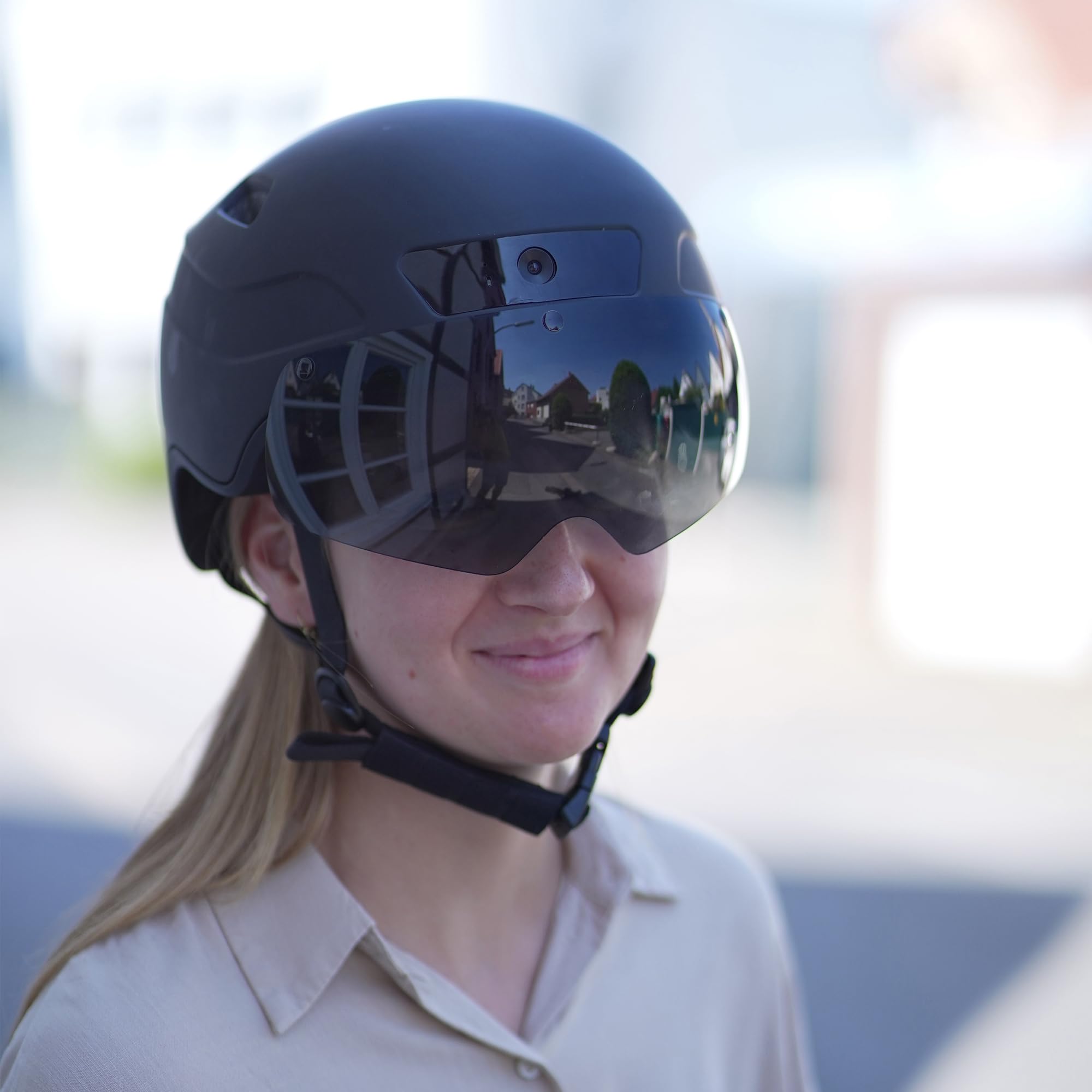 Prophete SMART Kask rowerowy dla dorosłych i młodzieży, technologia Inmold, Bluetooth, aparat Full-HD, system głośnomówiący, nawigacja i sterowanie muzyką, czarny, rozmiar M (54-58 cm)